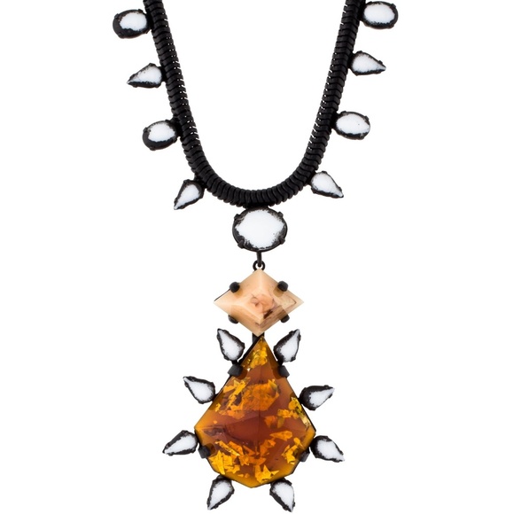 DANNIJO Black and Amber Statement Necklace - Picture 1 of 6